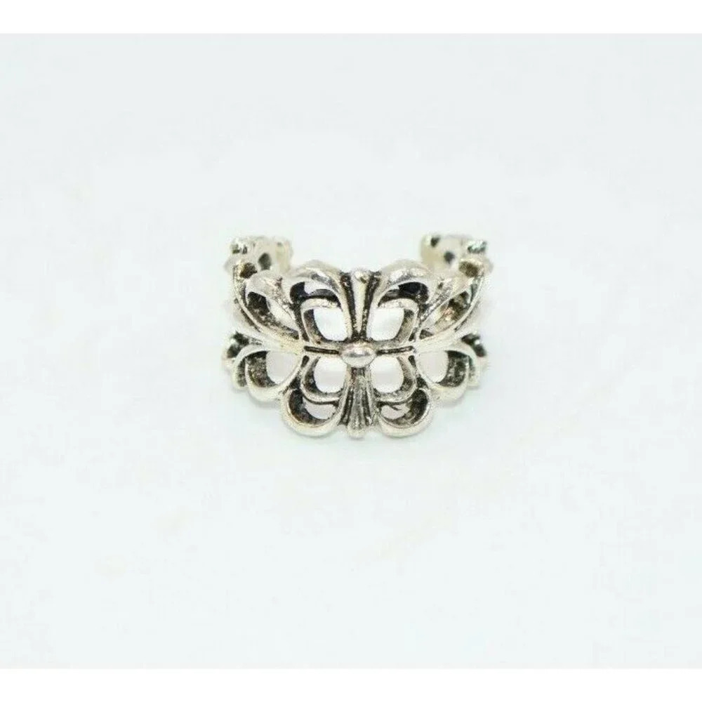 Wide Filigree Floral Open Work Statement Ring Band